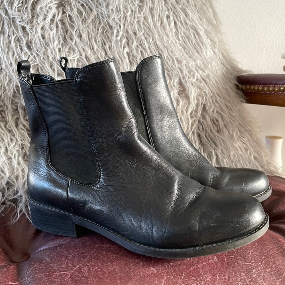Black Leather Booties 8.5